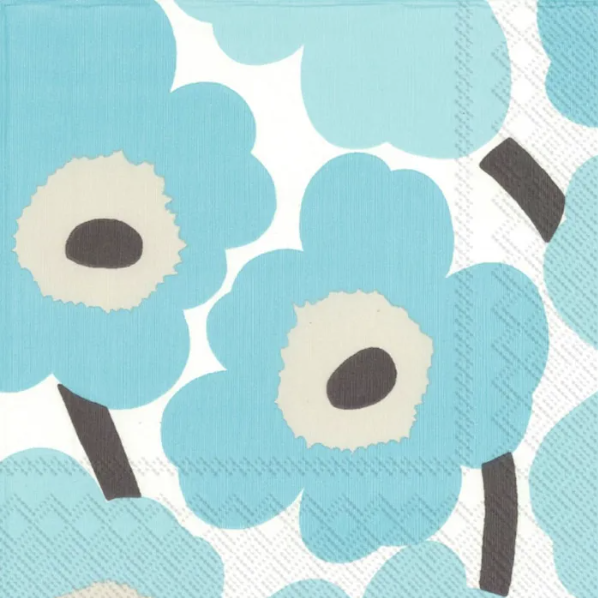 Marimekko Unikko Turquoise Luncheon Napkin Marimekko