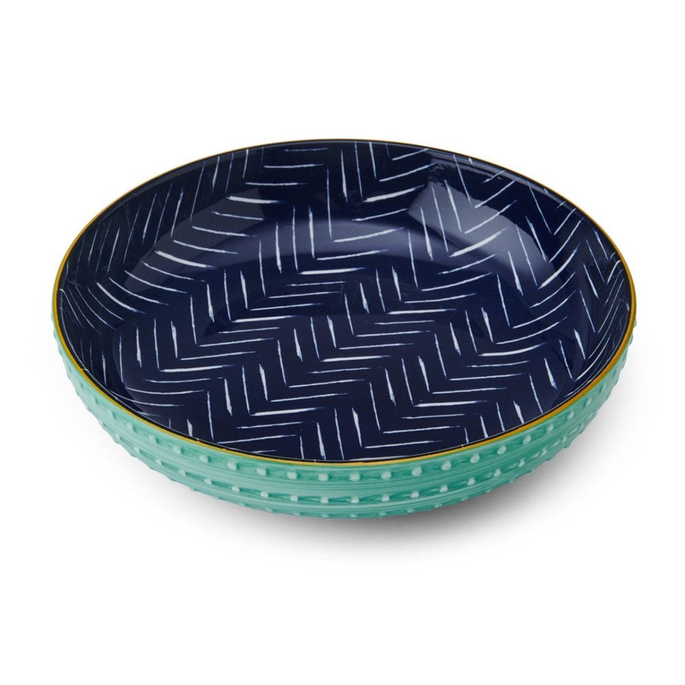 Mikasa Stoneware Bowl - 21cm - Indigo Chevron Mikasa