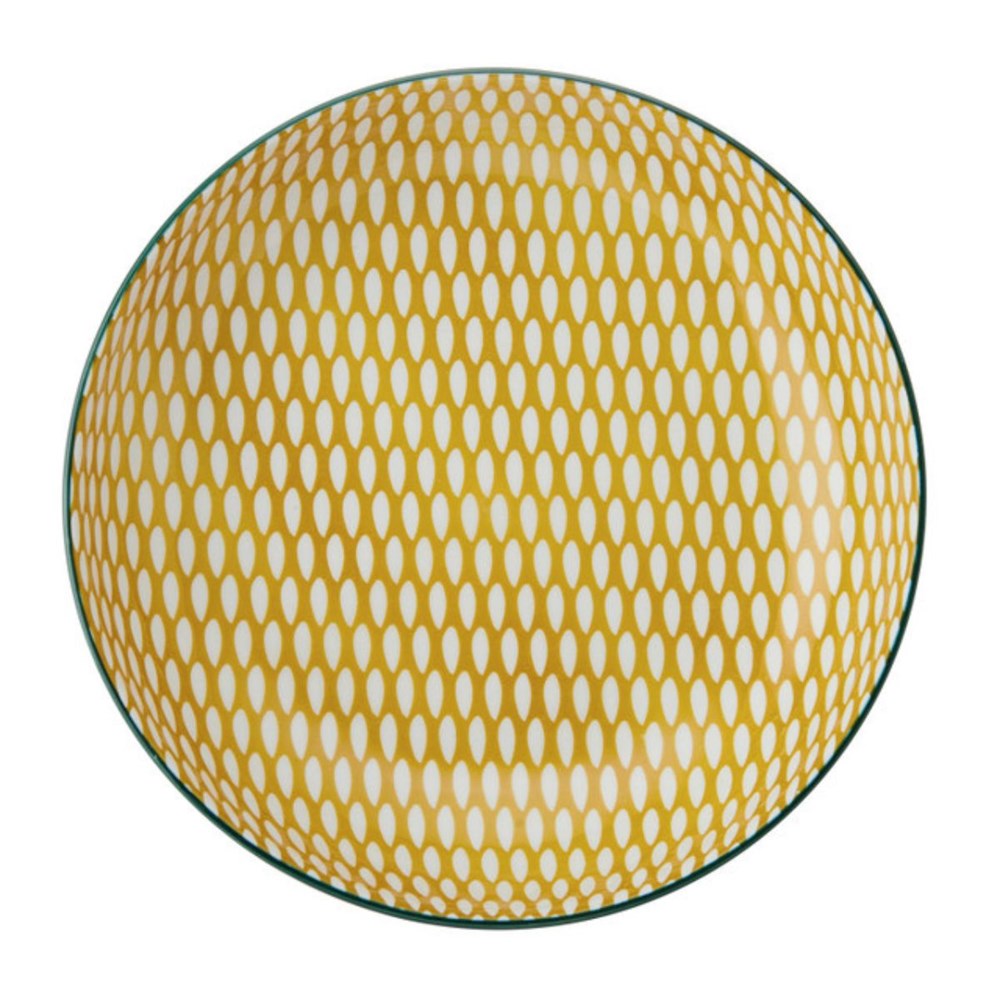 Mikasa Stoneware Bowl - 21cm - Green Leafy Pattern Mikasa