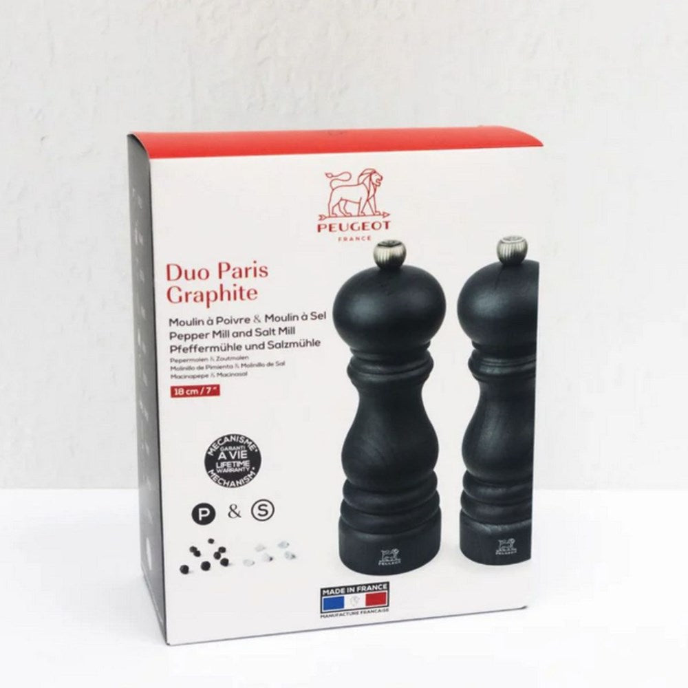 Peugeot Duo Paris Graphite Salt & Pepper Mill Gift Set - 18cm Peugeot