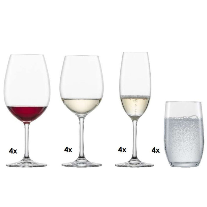 Schott Zwiesel Ivento Mixed Glasses - Set of 16 (4 Red, 4 White, 4 Sparkling, 4 Tumblers)