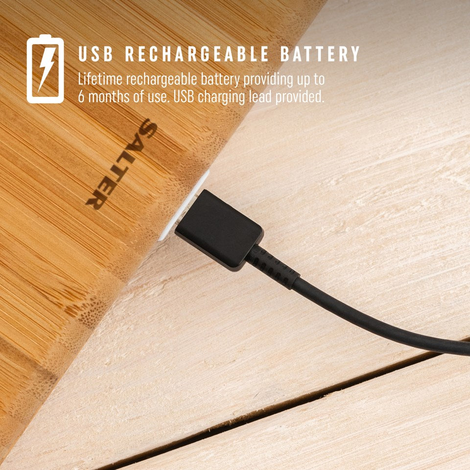 Salter Eco Bamboo Rechargeable Digital Kitchen Scale