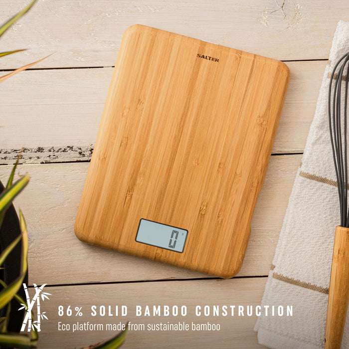 Salter Eco Bamboo Rechargeable Digital Kitchen Scale