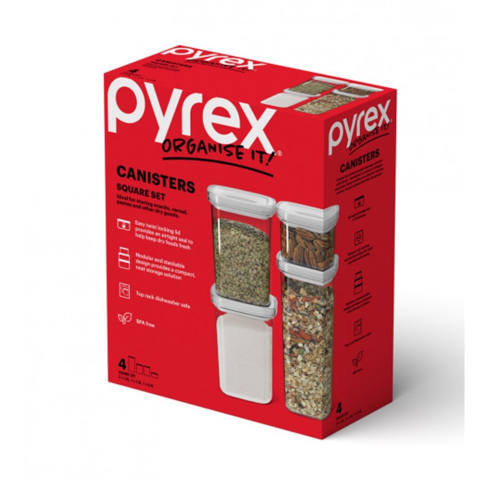 Pyrex Canister Square 4pc Set