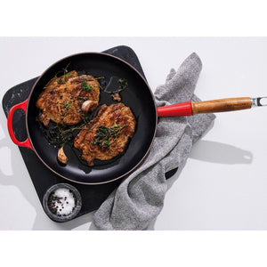 Le Creuset Signature Cast Iron Saute Pan with Wooden Handle - 28cm Le Creuset