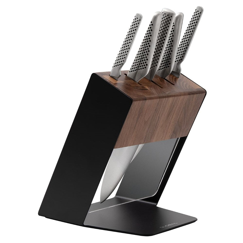 Global Katana Knife Block Walnut - 6 Piece Global