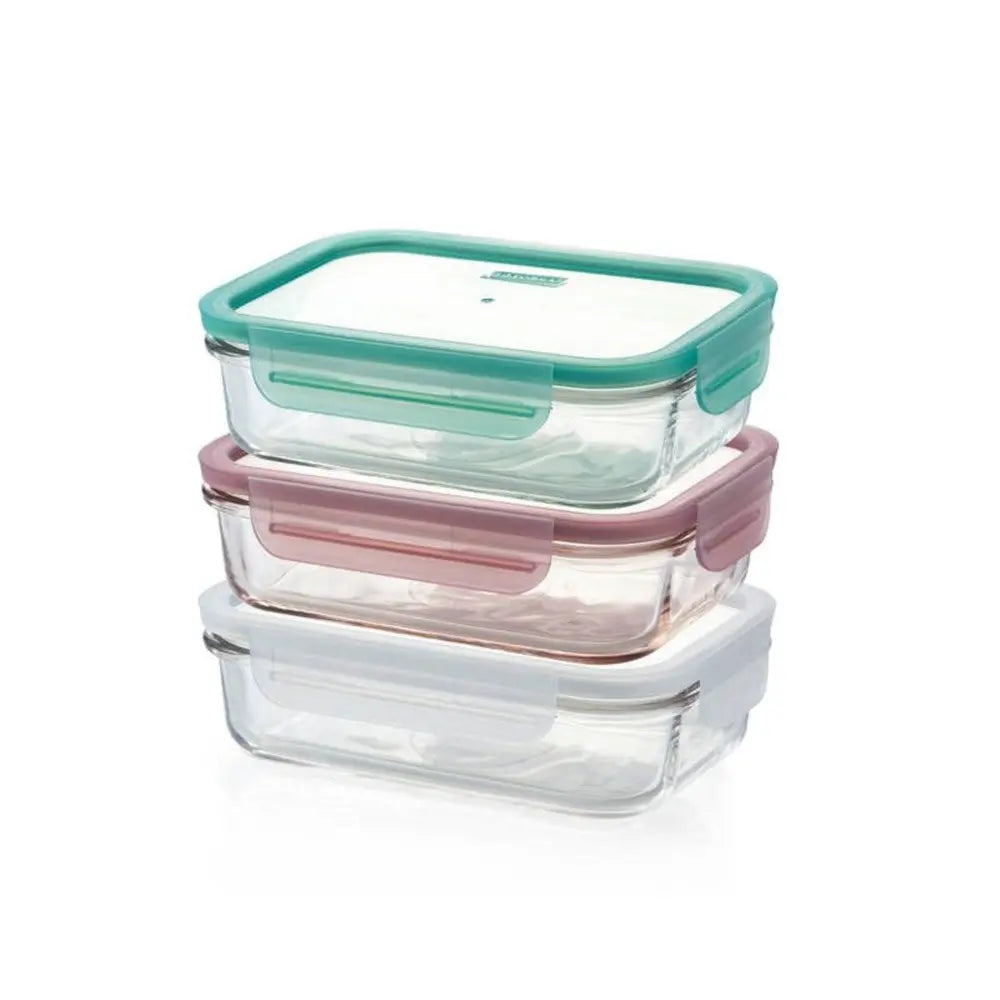 Glasslock Rectangle Tempered Glass Container Set - 3 Piece - Home Essentials