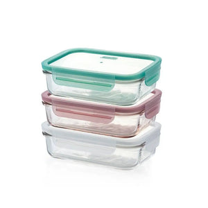 Glasslock Rectangle Tempered Glass Container Set - 3 Piece - Home Essentials