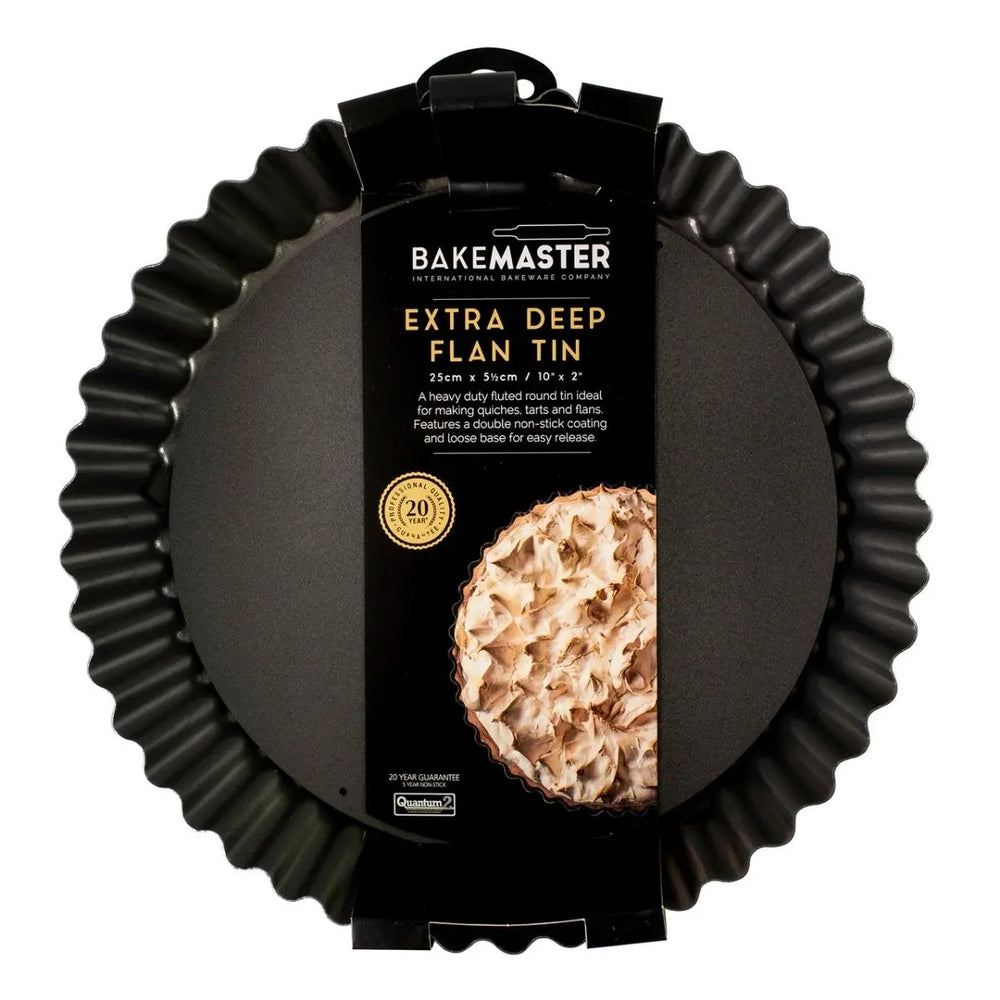 Bakemaster Non-Stick Round Fluted Deep Quiche Pan - 25cm Bakemaster