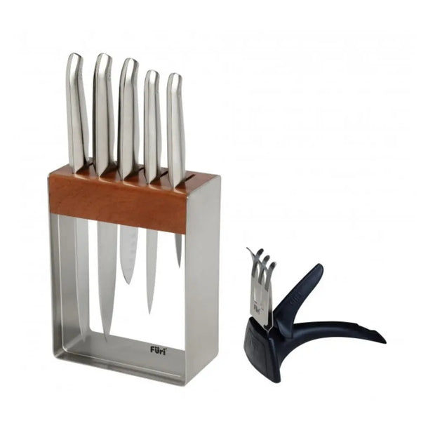 Furi PRO Stainless Steel Knife Block Set with Sharpener Furi