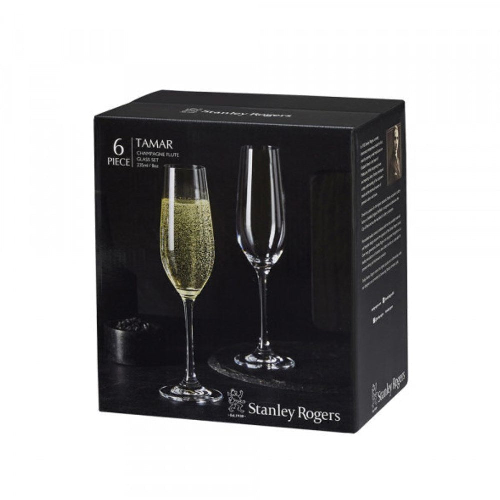 Stanley Rogers Tamar Champagne Flute Glasses - 235ml, 6 Pack Stanley Rogers