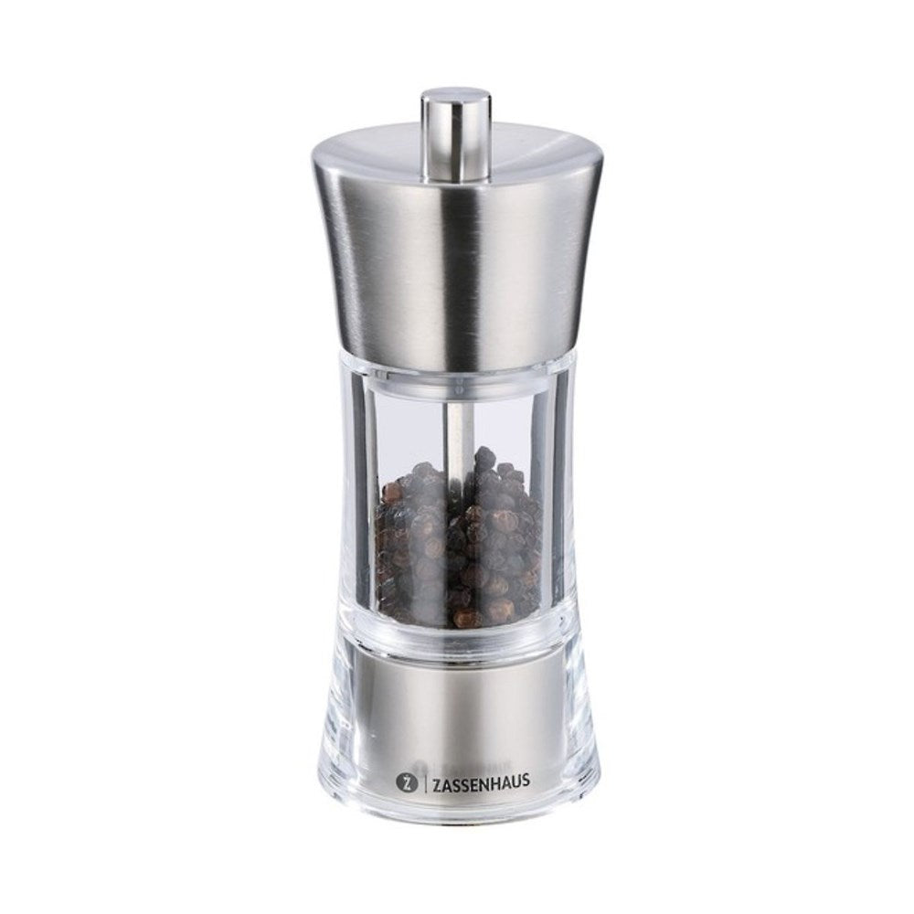Zassenhaus Aachen Acrylic Stainless Steel Pepper Mill - 2 Sizes Zassenhaus