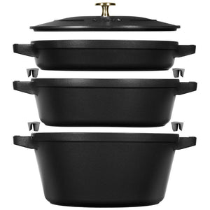 Staub Cast Iron Stackable Cocotte Set - 24cm, 4 piece Staub