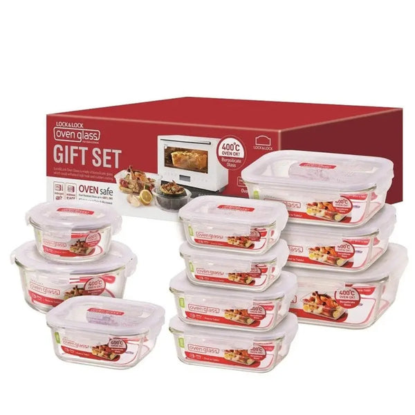 LocknLock 10 Piece Boroseal Heat Resistant Glass Container Set LocknLock