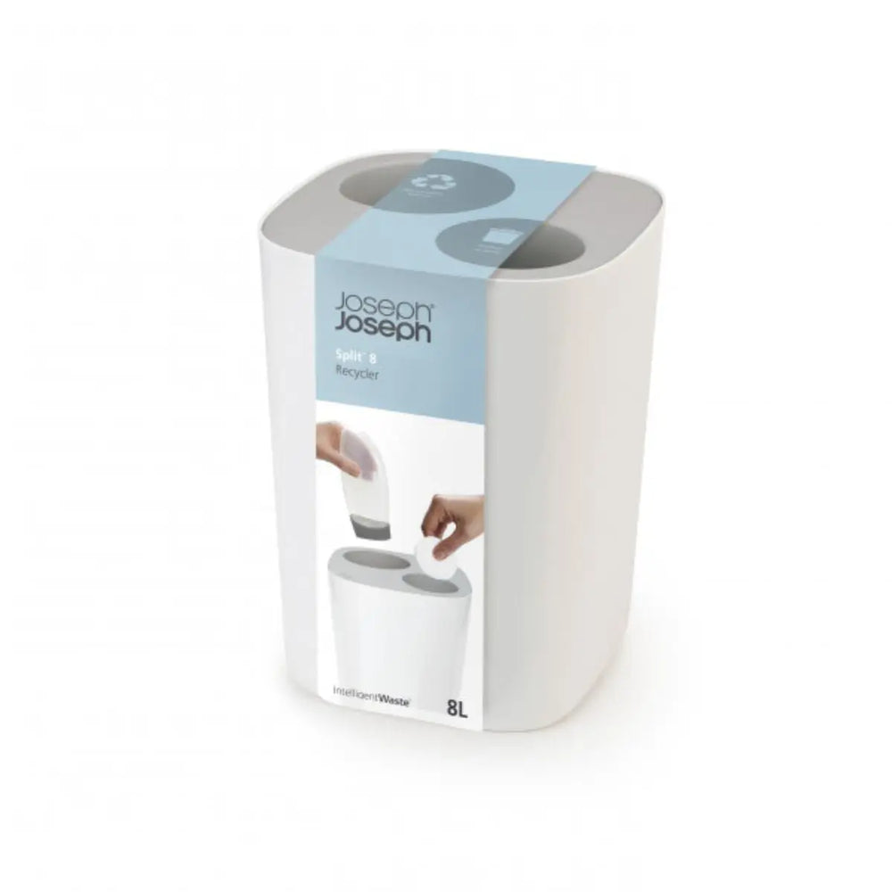 Joseph Joseph Split Bathroom Waste and Recycling Bin - Grey/White