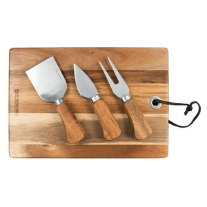 Peer Sorensen Acacia Wood Rectangular Cheese Board with 3 Knives