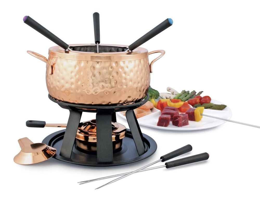 Swissmar Biel 11 Piece Copper Fondue Set Swissmar