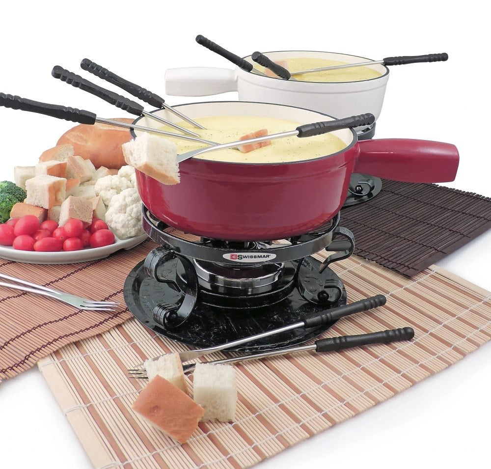 Swissmar Lugano 9 Piece Cast Iron Fondue Set - Cherry Swissmar
