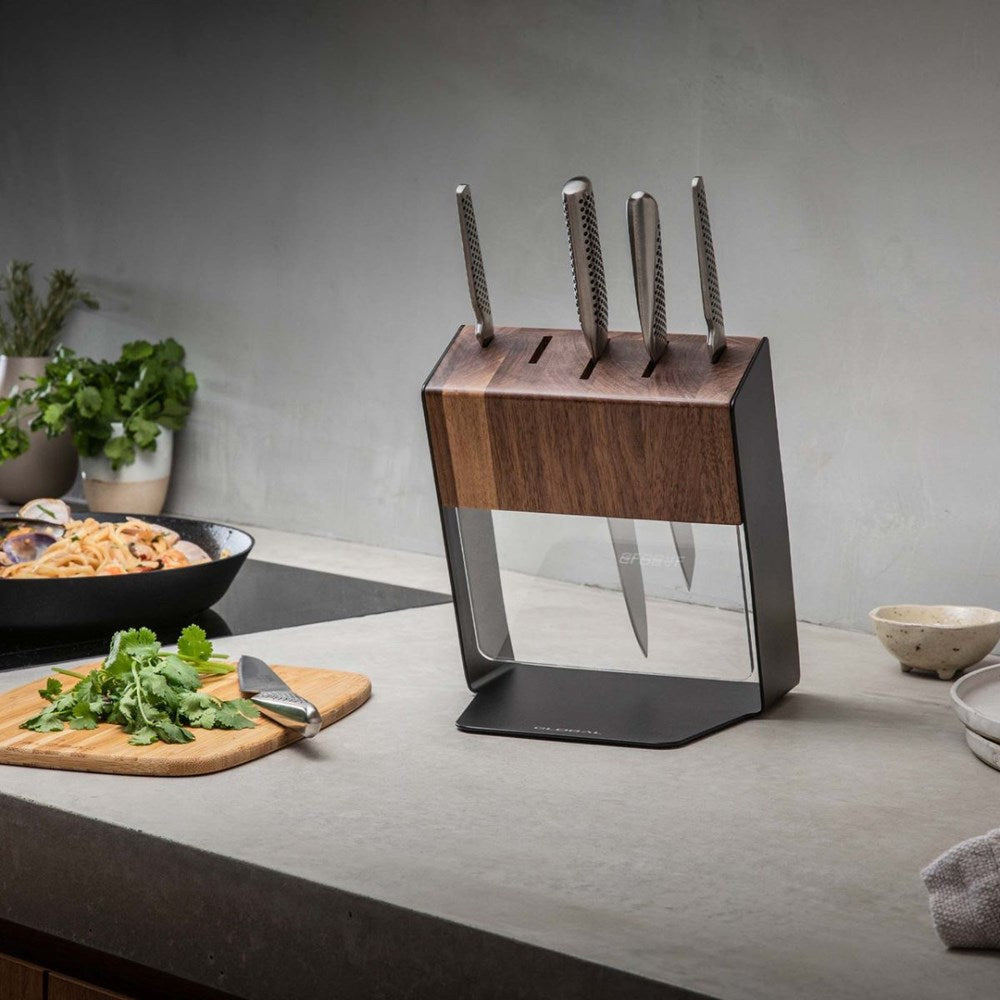 Global Katana Knife Block Walnut - 6 Piece Global