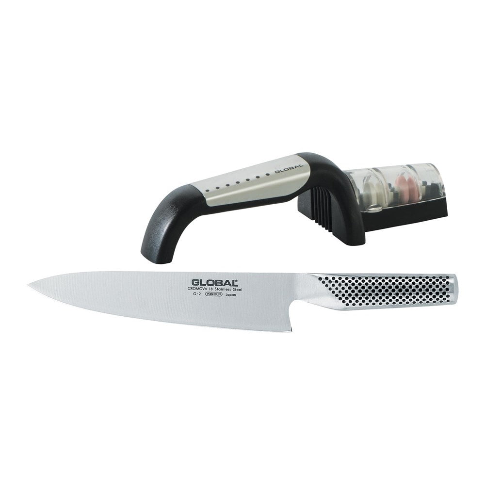 Global Classic Starter Set - Cooks Knife & Ceramic Water Sharpener Global