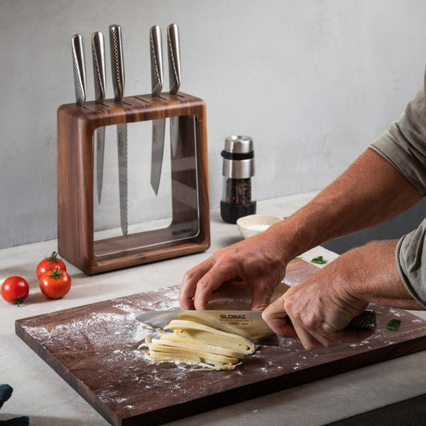 Global Hashira Knife Block Walnut - 7 Piece Global