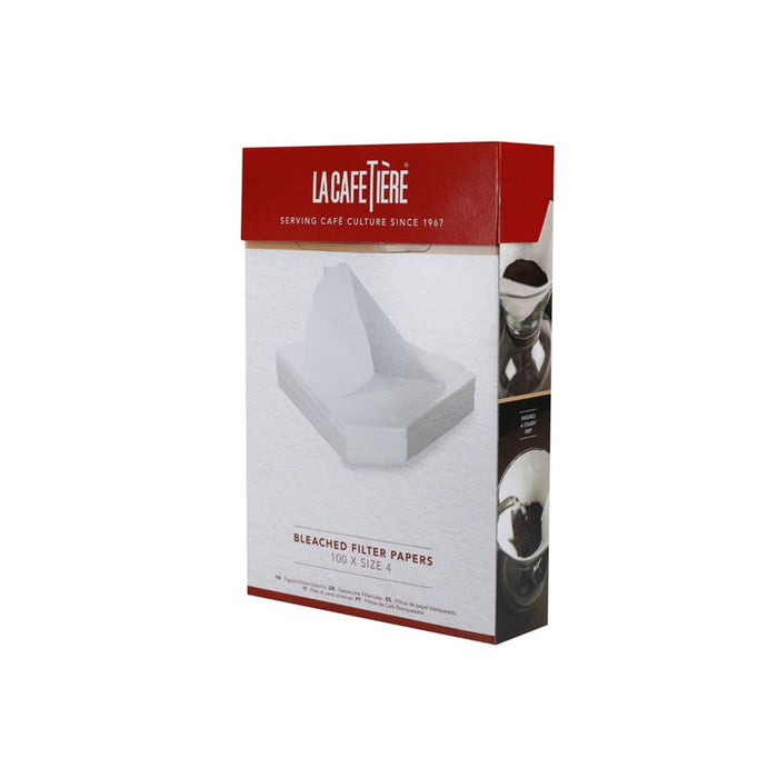 La Cafetiere Bleached Coffee Filter Papers, Size 4 - 100 pieces