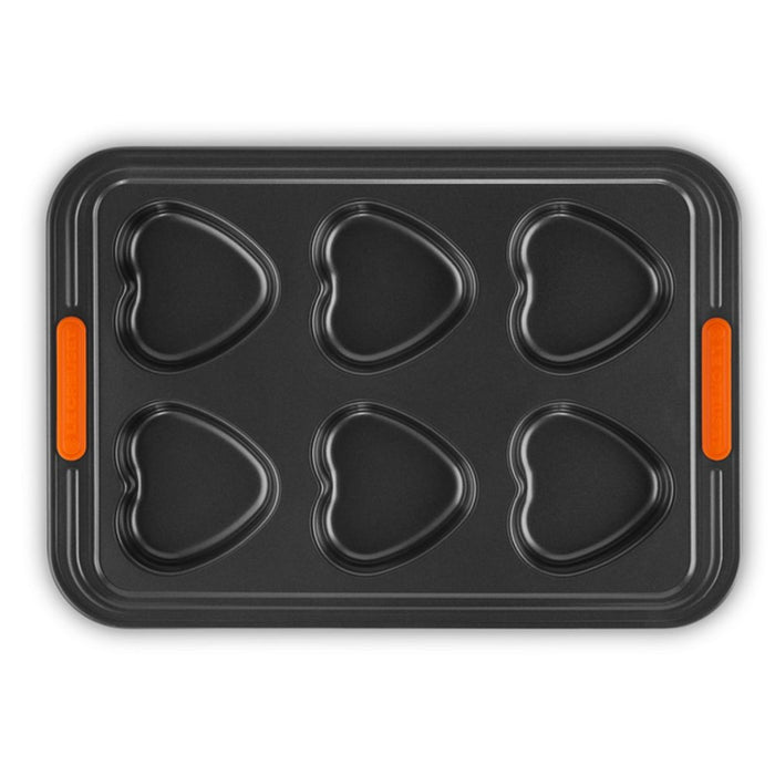 Le Creuset Toughened Non-Stick Heart Shaped Muffin Tray - 6 Cup