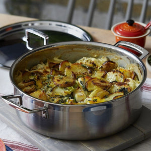 Le Creuset Classic 3 Ply Stainless Steel Sauteuse with Lid - 28cm Le Creuset