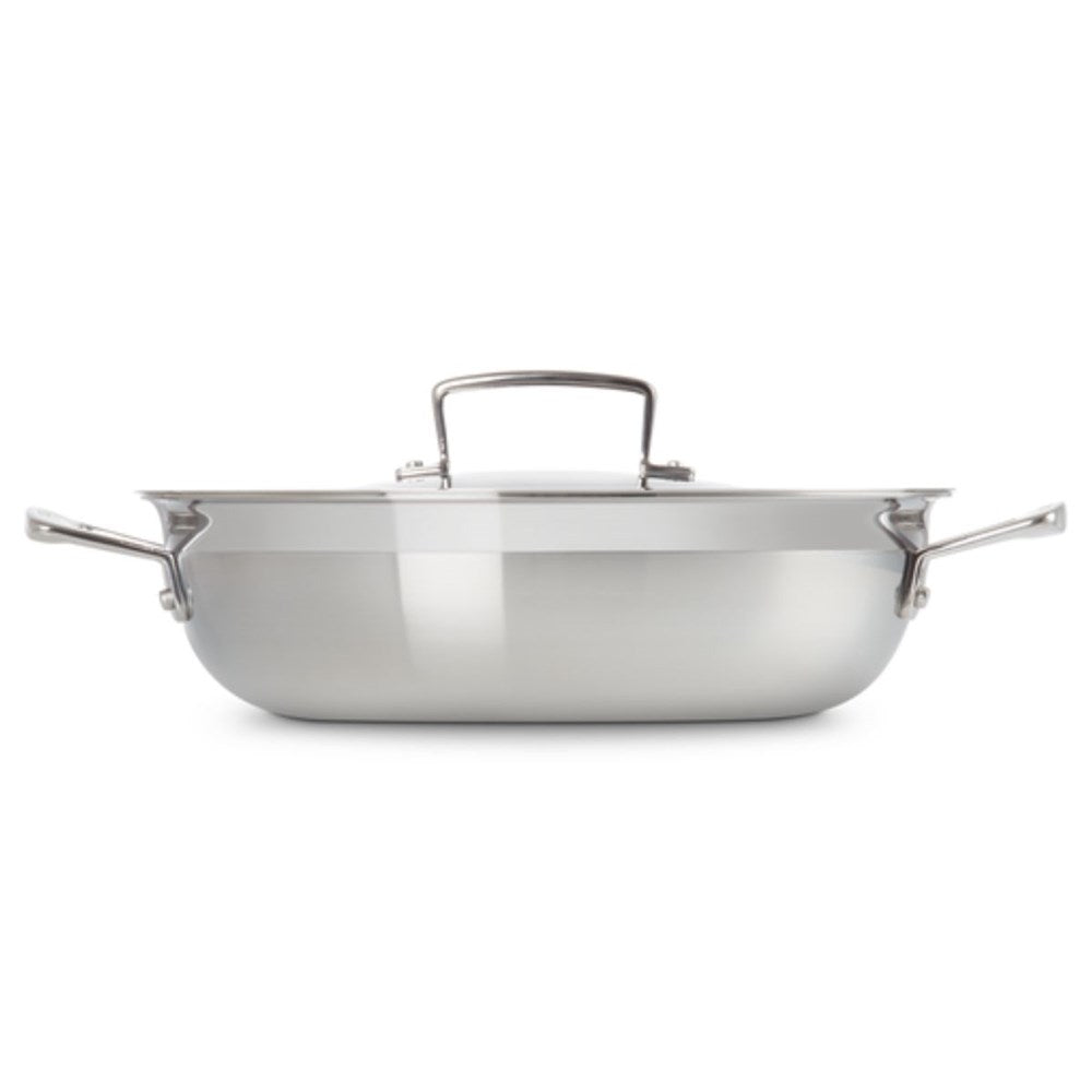 Le Creuset Classic 3 Ply Stainless Steel Shallow Casserole with Lid - 26cm Le Creuset