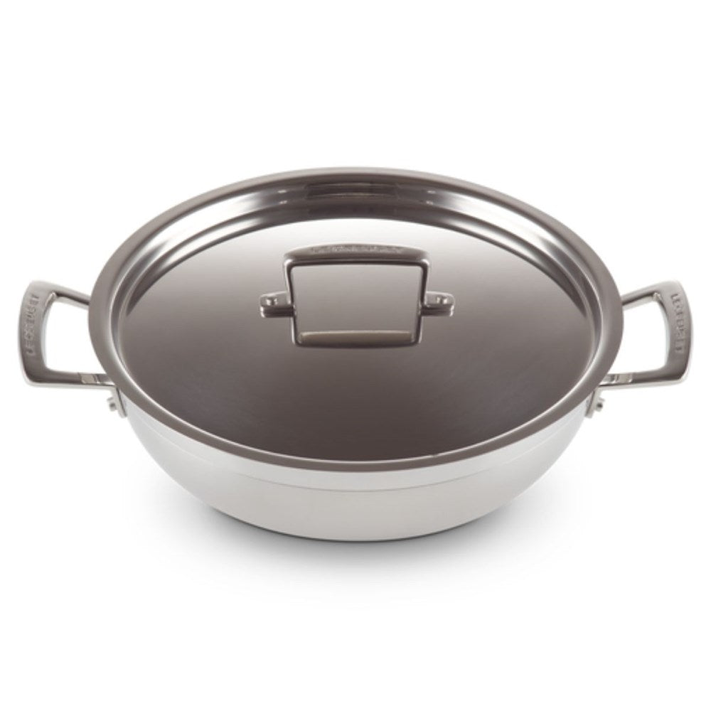 Le Creuset Classic 3 Ply Stainless Steel Shallow Casserole with Lid - 26cm Le Creuset