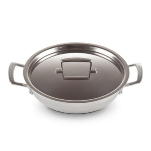 Le Creuset Classic 3 Ply Stainless Steel Shallow Casserole with Lid - 24cm Le Creuset