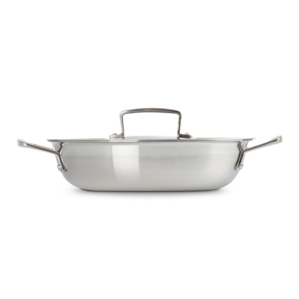 Le Creuset Classic 3 Ply Stainless Steel Shallow Casserole with Lid - 24cm Le Creuset