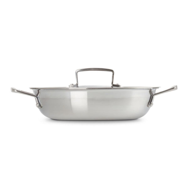 Le Creuset Classic 3 Ply Stainless Steel Shallow Casserole with Lid - 24cm Le Creuset