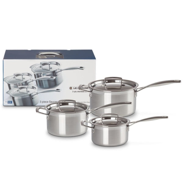Le Creuset Classic 3 Ply Stainless Steel Saucepan Set - 3 Piece Le Creuset