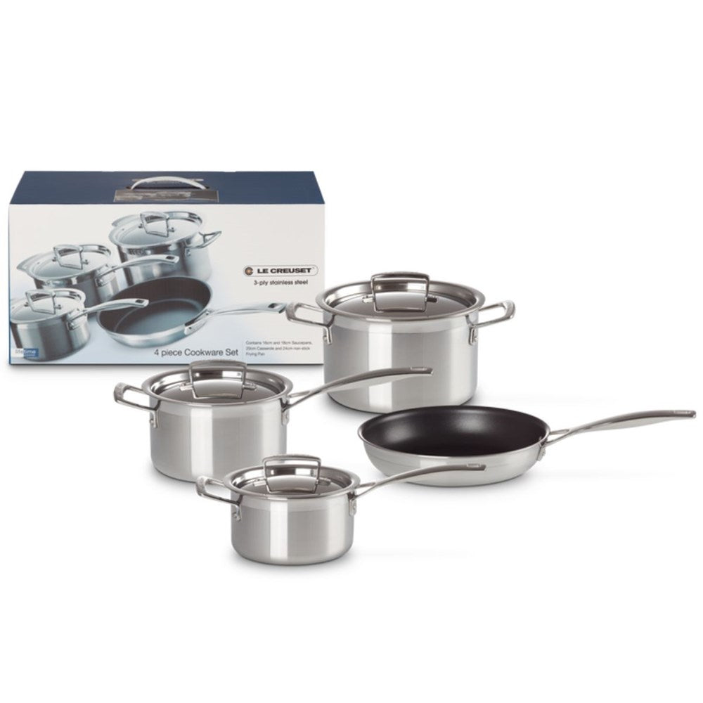 Le Creuset Classic 3 Ply Stainless Steel Cookware Set - 4 Piece Le Creuset