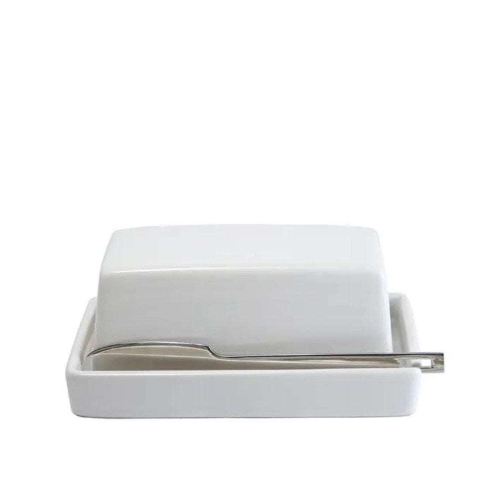 Zero Butter Dish White with Stainless Steel Knife Zero Japan