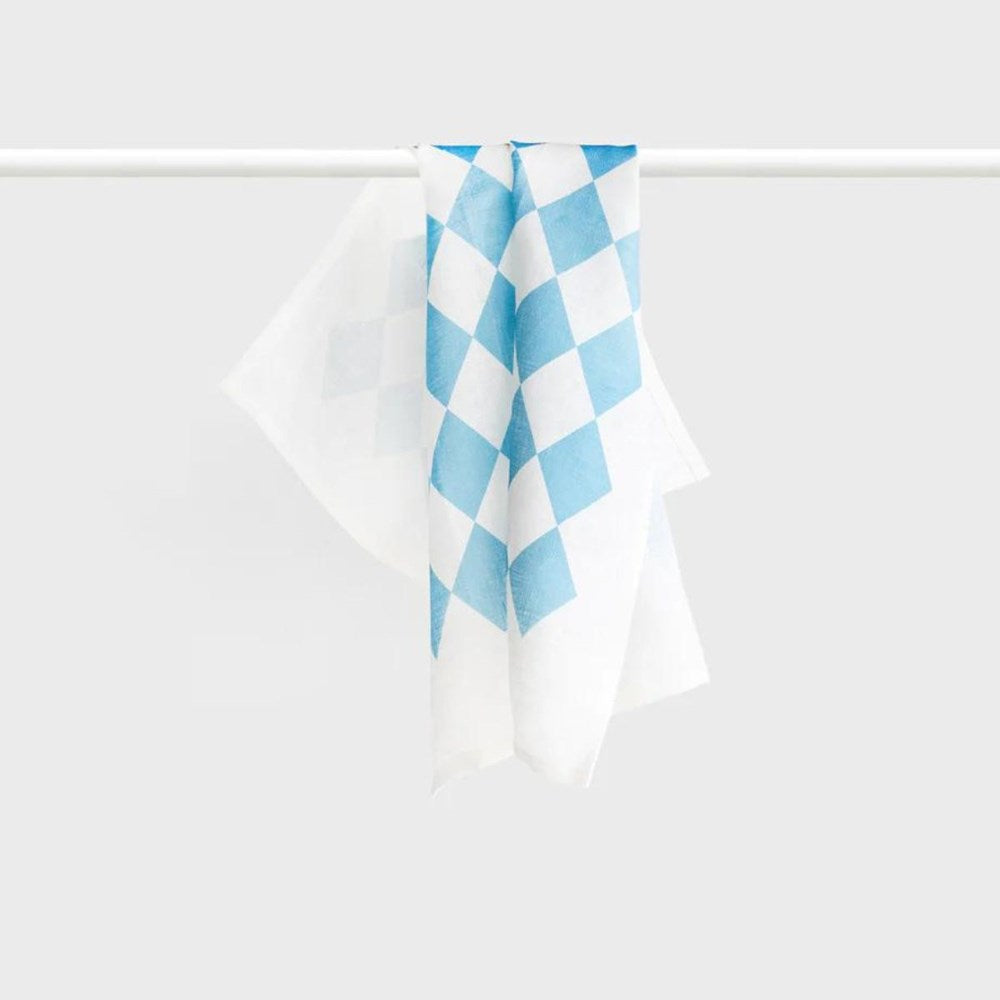 Father Rabbit Tea Towel - Blue Diamonds
