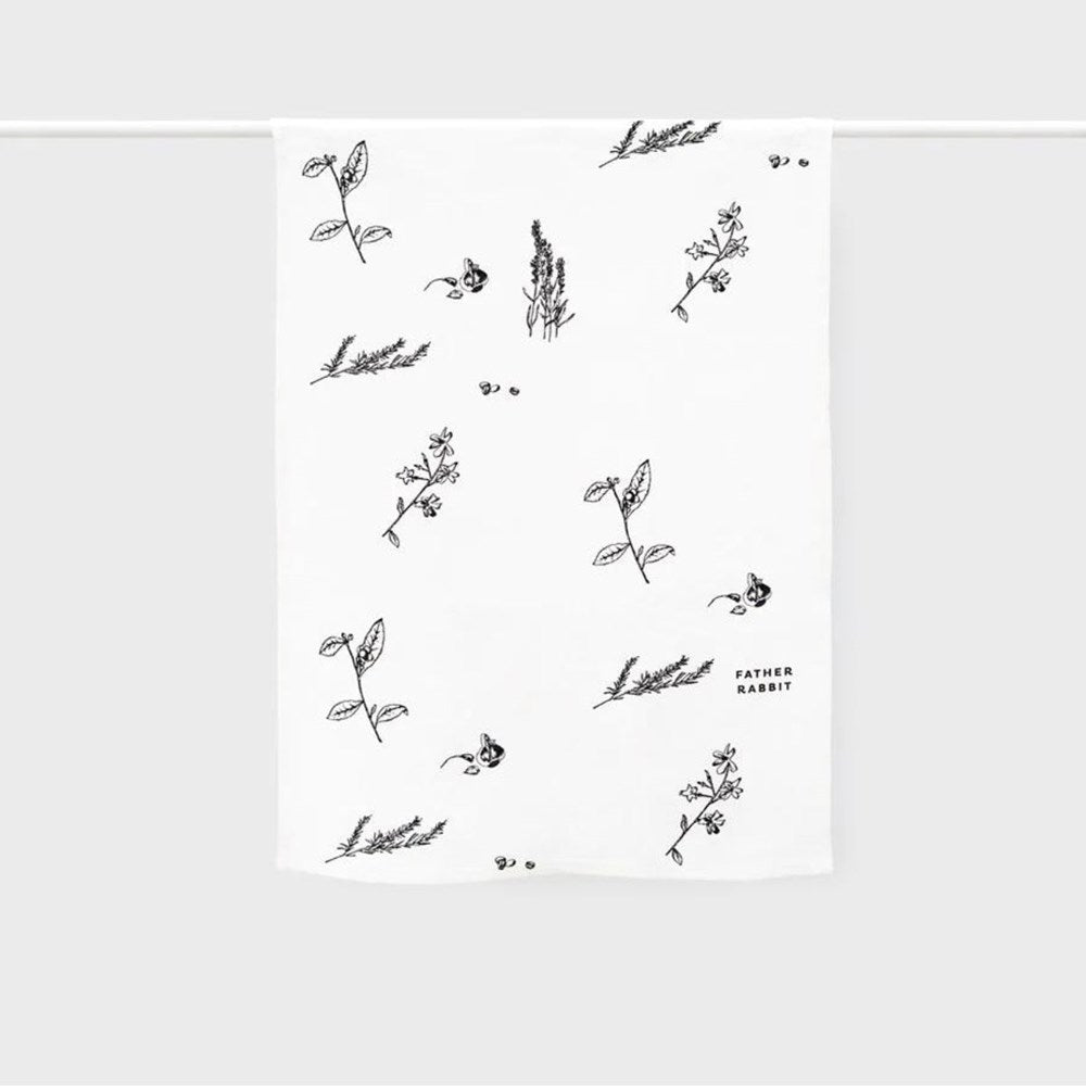 Father Rabbit Tea Towel - Botanical