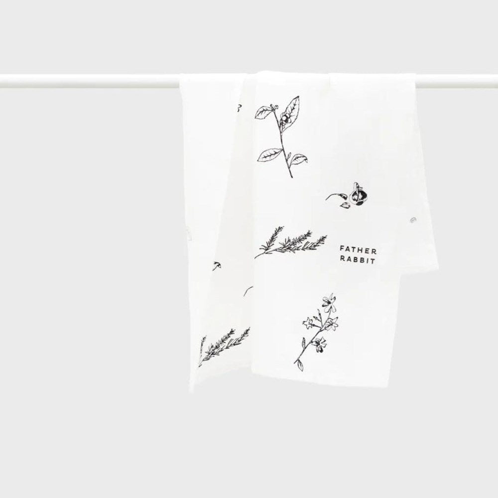 Father Rabbit Tea Towel - Botanical