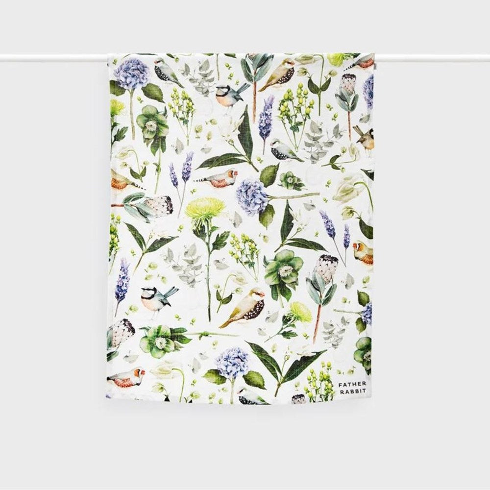 Father Rabbit Tea Towel - Botanica Cream Father Rabbit