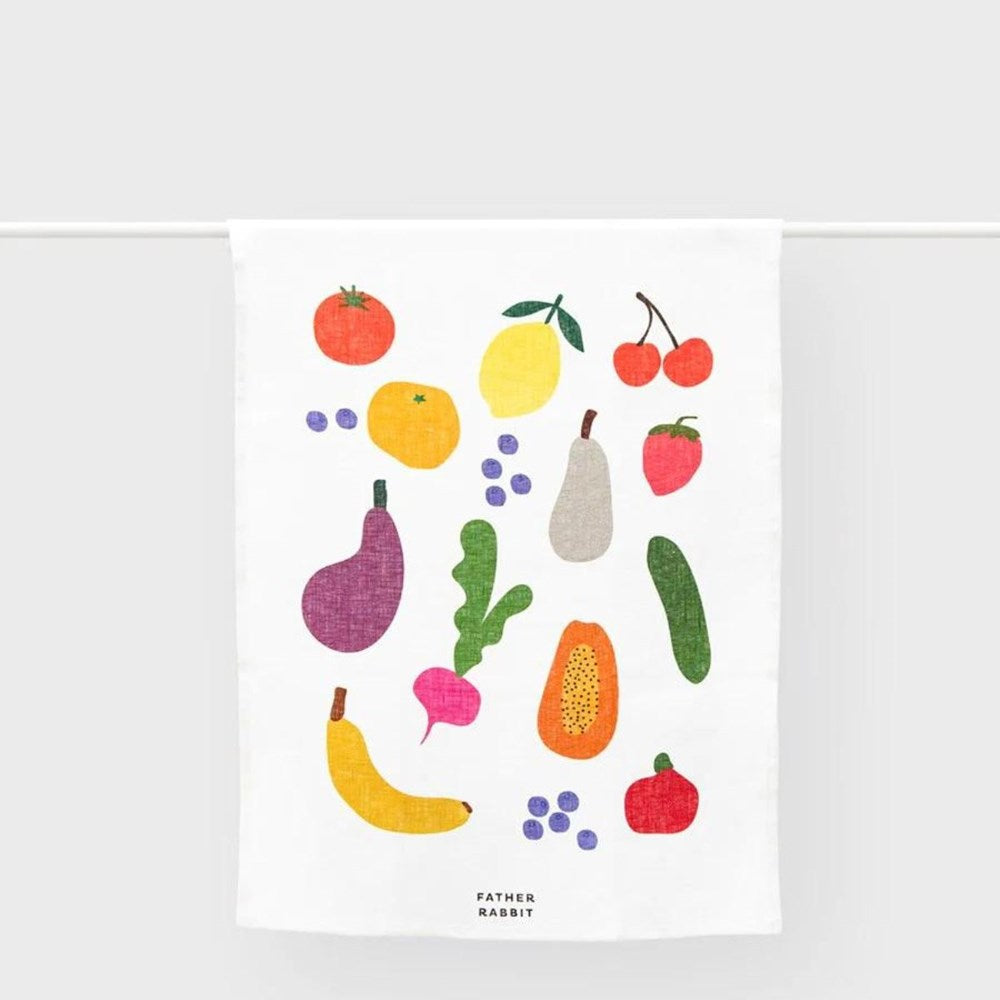 Father Rabbit Tea Towel - Colourful Fruit