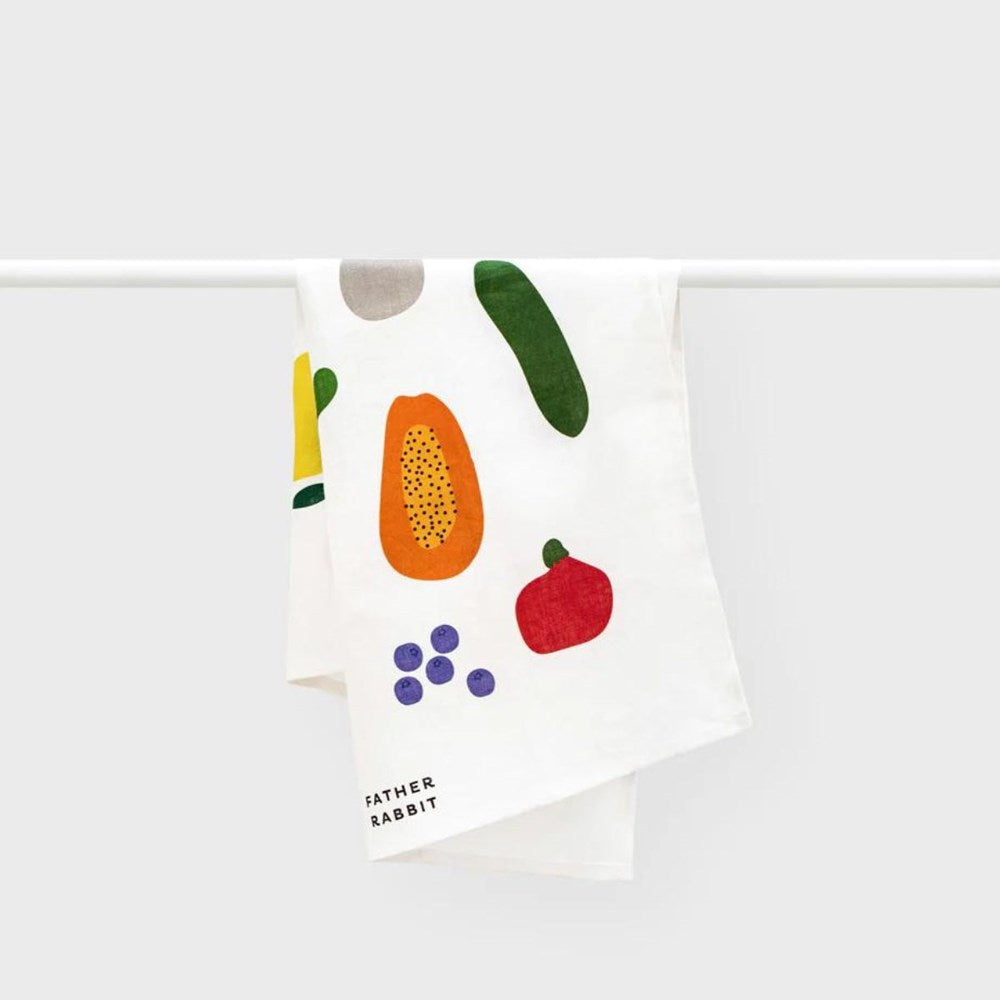 Father Rabbit Tea Towel - Colourful Fruit