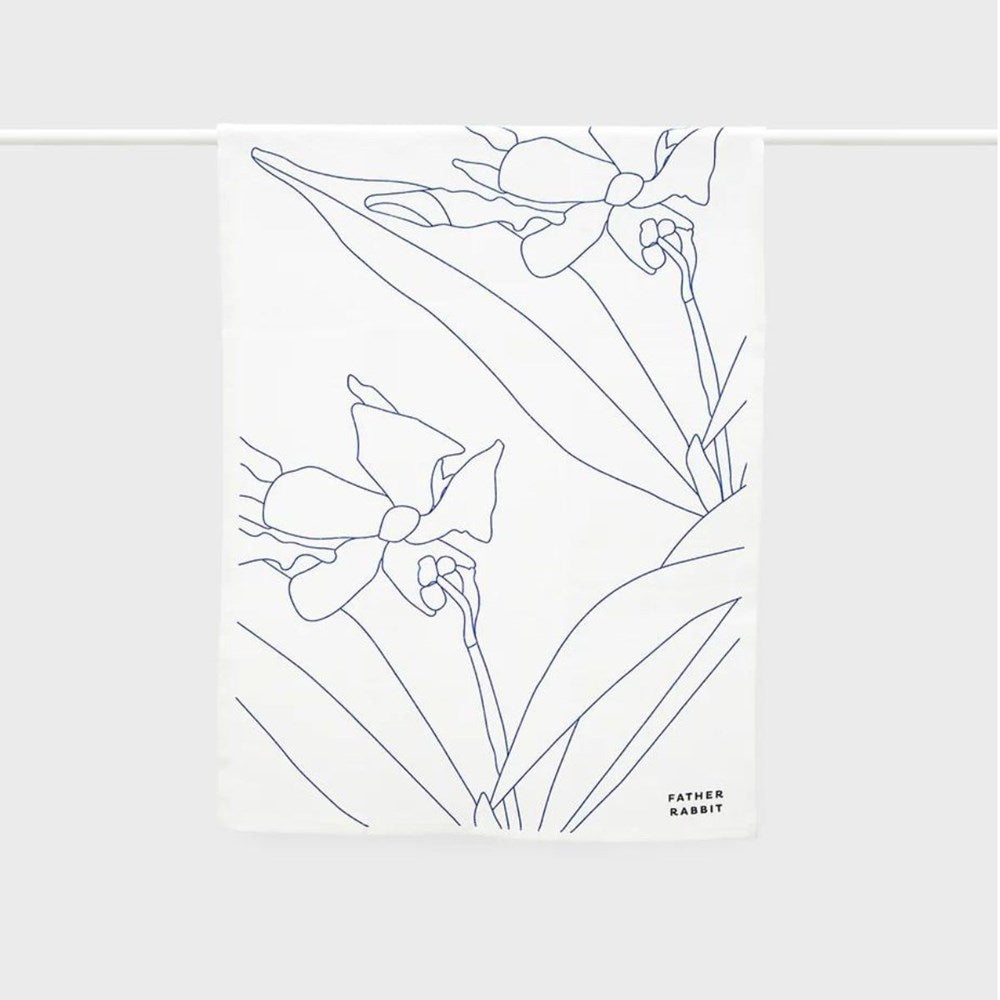 Father Rabbit Tea Towel - Blue Jasmine