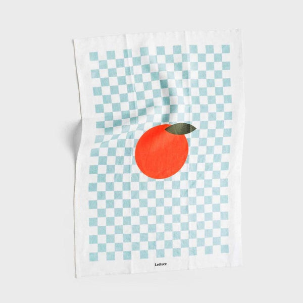 Lettuce Tea Towel - Micro Checkers Orange Lettuce