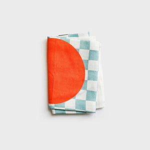 Lettuce Tea Towel - Micro Checkers Orange Lettuce