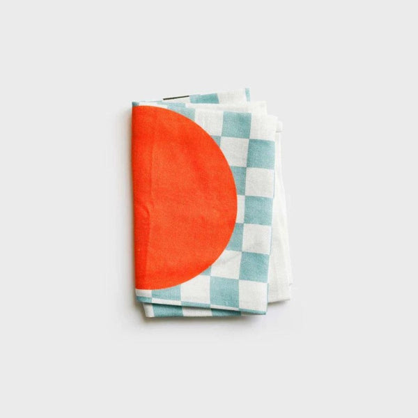 Lettuce Tea Towel - Micro Checkers Orange Lettuce
