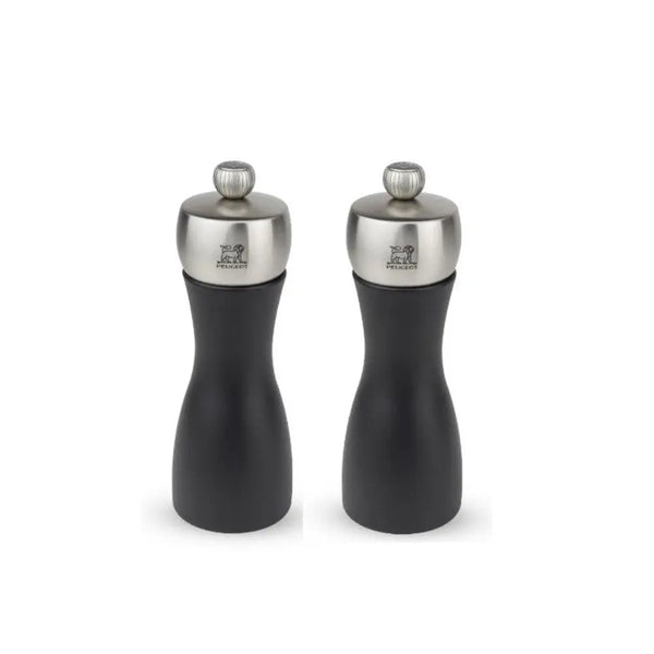 Peugeot Fidji Stainless Steel Salt and Pepper Mill Set Matt Black - 15cm