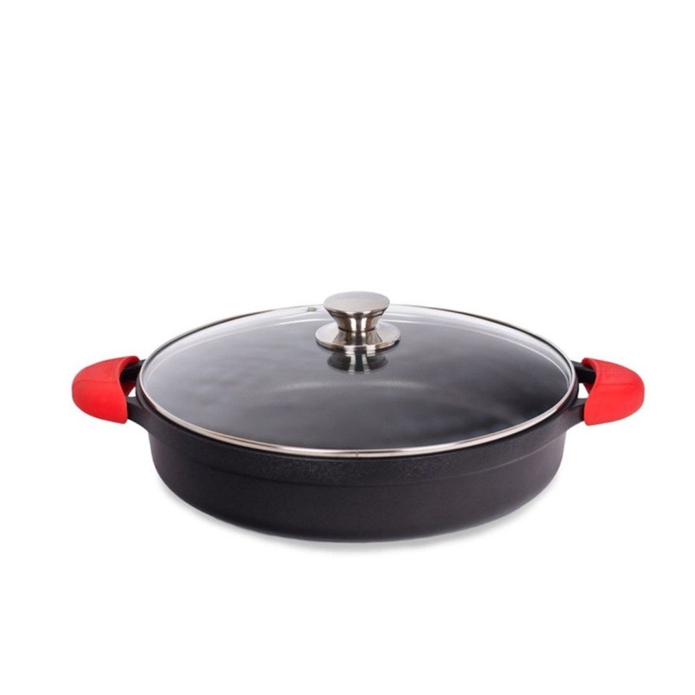 Valira Shallow Casserole with Lid + Silicone Handles - 24cm Valira