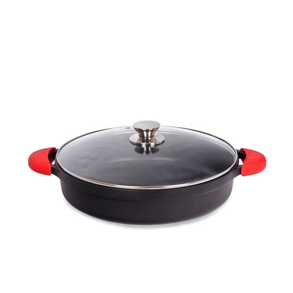 Valira Shallow Casserole with Lid + Silicone Handles - 32cm Valira
