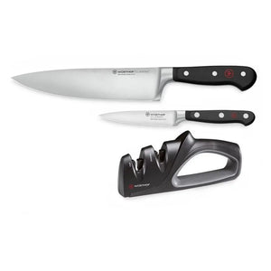 Wusthof Classic 3 Piece Knife Set with Sharpener
